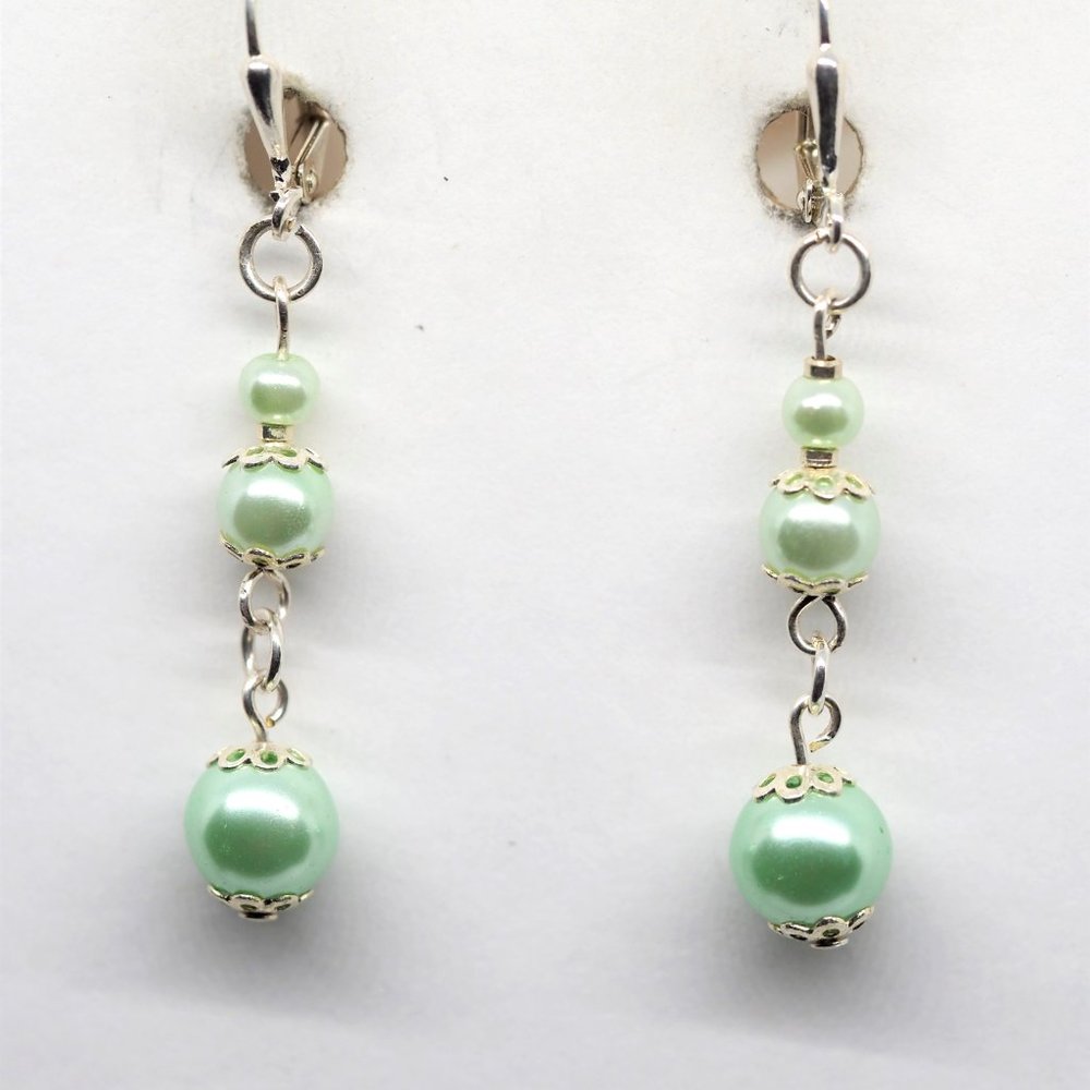 Mint Green Pearl Earrings